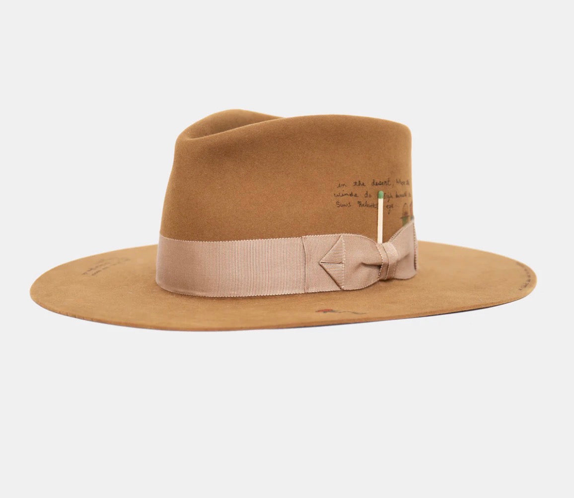 Nick Fouquet Beige Felt Fedora with Tan Band custom design 6 7/8 Rancho Santa Fe – Nick Fouquet main image 3