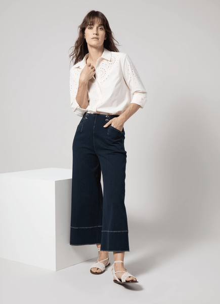 12-3530 Dion Sailor Crop Palazzo Denim
