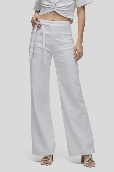 Tie Waist Pintucked Trouser Pant
