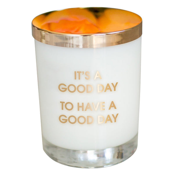 IT'S A GOOD DAY CANDLE- GOLD FOIL ROCKS GLASS - T. Georgiano's