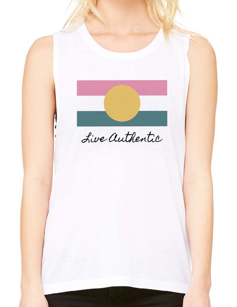 Live Authentic Flag Muscle Tank - T. Georgiano's