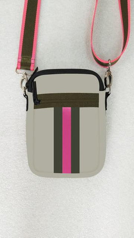 Haute Shore  Crossbody Strap - Hot Pink Orange Gunmetal Hardware